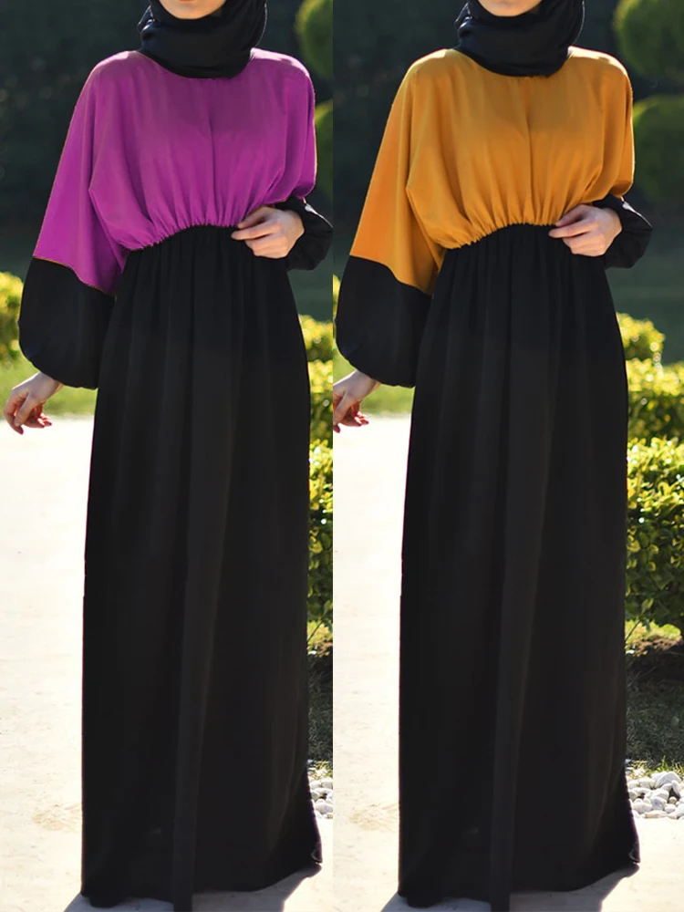 

Eid Muslim Dress Plain Abaya for Women Long Sleeve Elastic Waist Causal Islam Party Abayas Woman Dubai Kaftan Elegant Robe