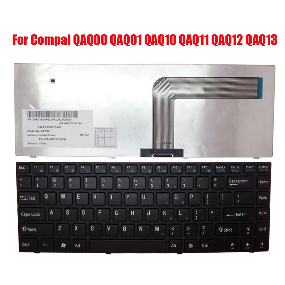 Клавиатура для ноутбука Compal QAQ00 QAQ01 QAQ10 QAQ11 QAQ12 QAQ13, английская, английская, черная, с рамкой, Новинка