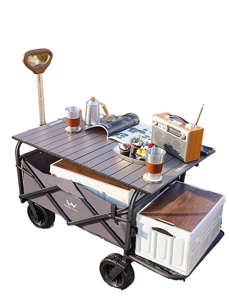 

Складной туристический прицеп, тележка для отдыха на открытом воздухе, четырехколесная Экспресс-тележка для пикника, рыбалки, ручной прицеп