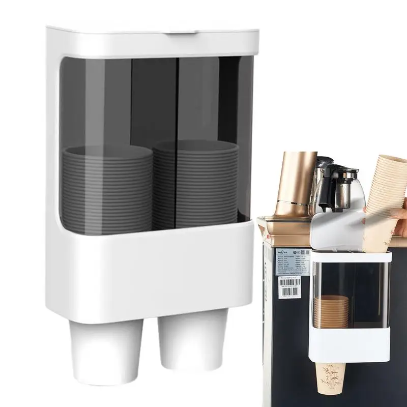 

Wall Mounted Disposable Paper Cup Dispenser Pull Type Plastic Cup Holder Anti-Dust Storage Rack Office Tumbler Holders Kitchen