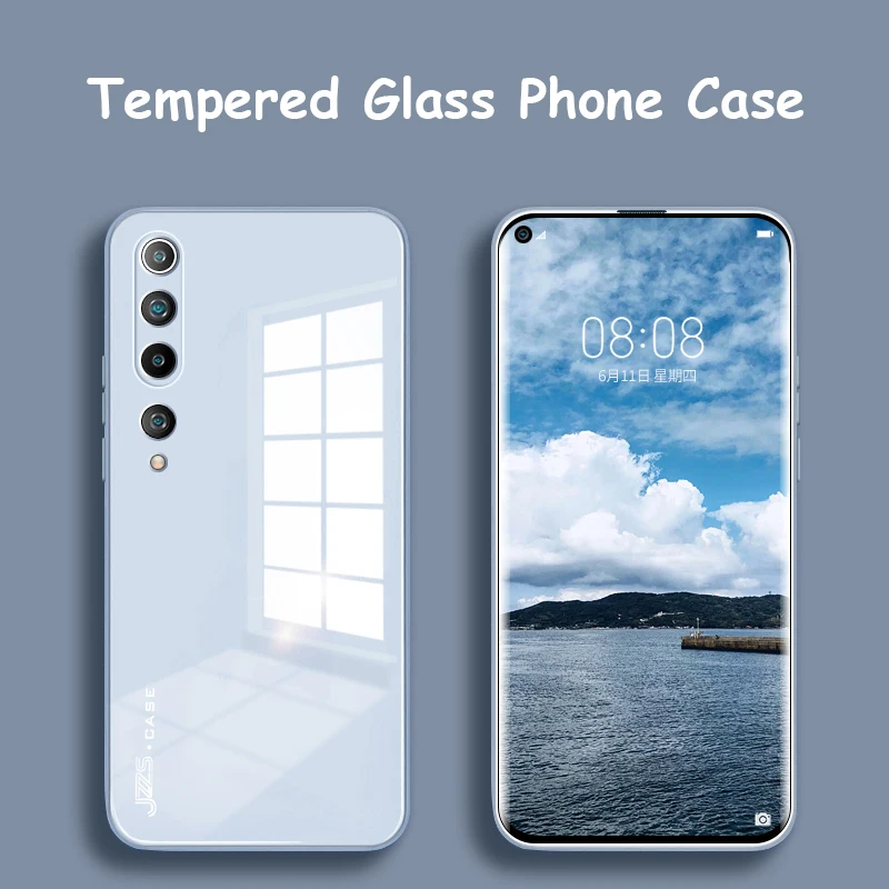 

Luxury Fashion Tempered Glass Phone Case For Xiaomi Mi 11 10 Pro Liquid Silicone Frame Cover For Xiaomi Mi 10T Lite Case