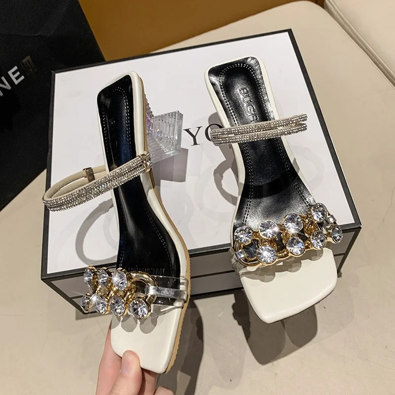 

Женские босоножки с открытым носком, на высоком каблуке, с квадратным носком