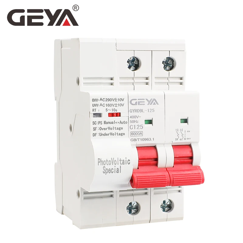 

GEYA GYRD9L-PV Automatic Reclosing Miniature Circuit Breaker for Photovoltaic System 6KA Over Under Voltage Protection 63A-125A
