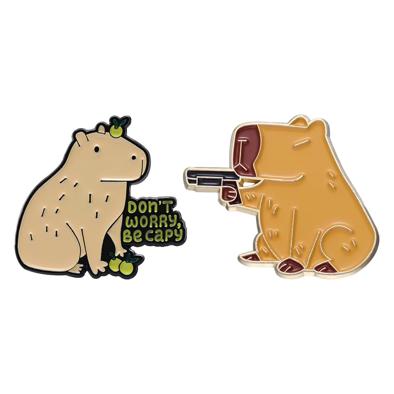 

Capybara Don't Worry Be Cappy Brooch Enamel Pin Animal Backpack Custom Jewelry Kids Lapel Hat Accessories Women Gifts