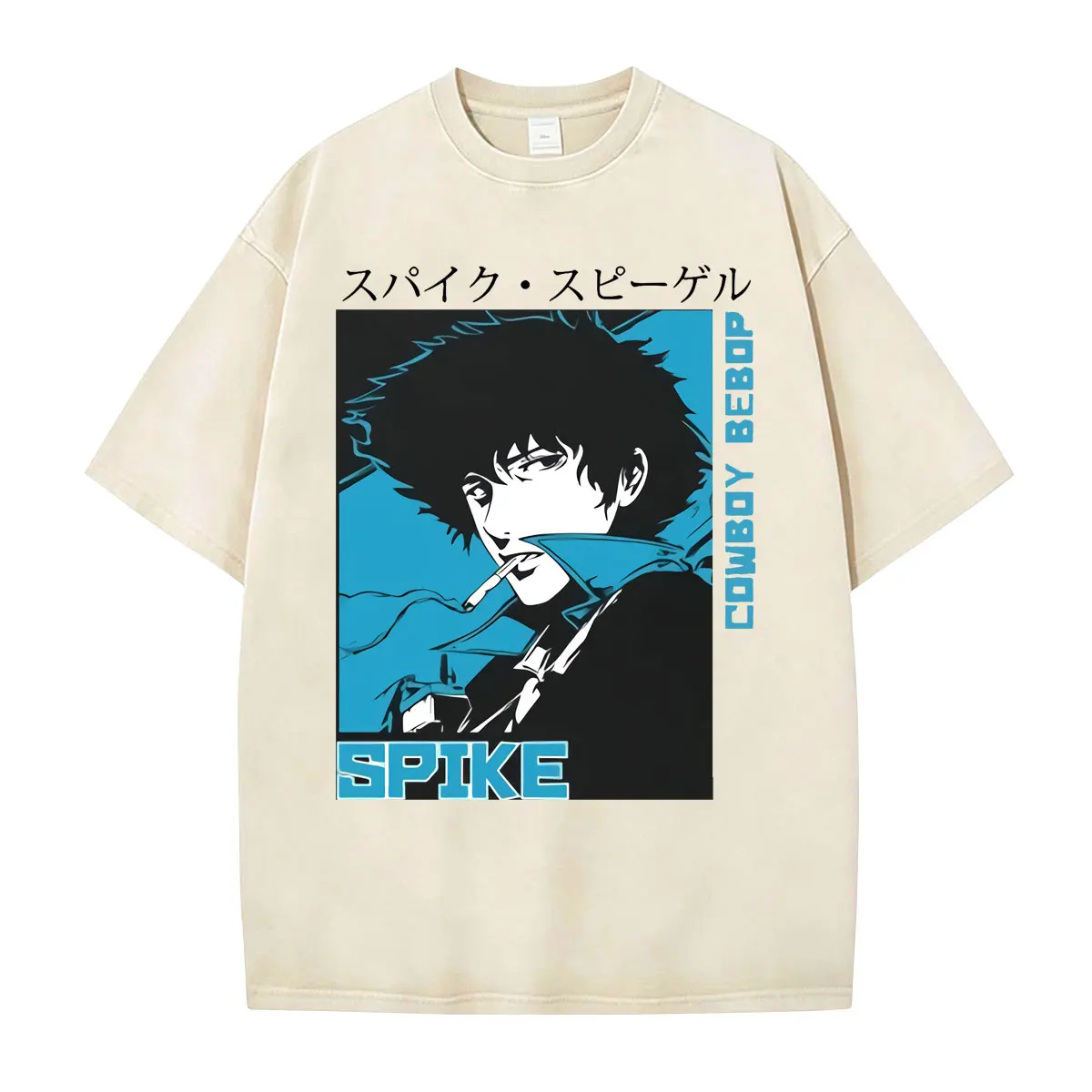 Фото Винтажные футболки унисекс с принтом Anime Cowboy Bebop Spike Spiegel, повседневные, с коротким рукавом, оверсайз, уличная одежда №2