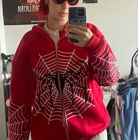 Hoodie Dark Spider Web Printed Goth Black Hoodie Sweatshirt Zipper Oversized Jacket Men And Women Hoodie Streetwear Streetwear