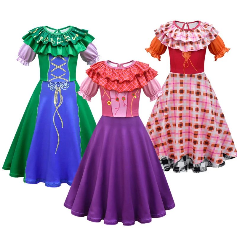 

Girls Dress for Kids Hocus Pocus2 Dress Witch Cosplay Costume Fancy Dresses with Cloak Carnival Halloween Clothes Party Dress Up