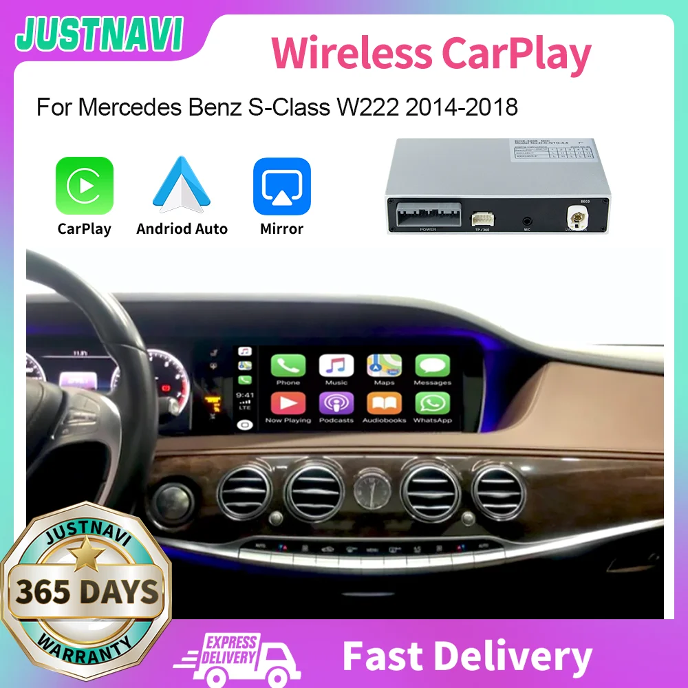 

JUSTNAVI Wireless Wried Apple Radio Carplay BOX AirPlay for Mercedes Benz S-Class W222 2014-2018 Mirror Link Linux Android Auto