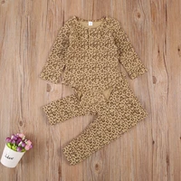 toddler kids baby outfit set childrens spring and autumn new leopard long sleeve khaki pants two piece childrens suit