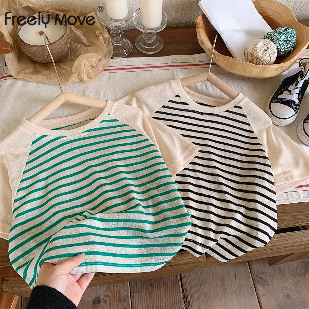 

Baby Girls Boys Shirt 2023 Summer Short Sleeve Striped Shirt for Tddler Fashion Unisex Shirt Children Tops Clothing