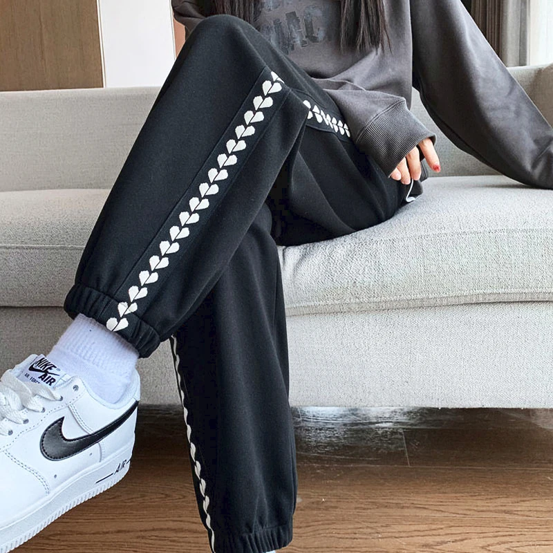 

Женские повседневные брюки с принтом, однотонные серые спортивные шаровары в Корейском стиле, весна-осень 2023