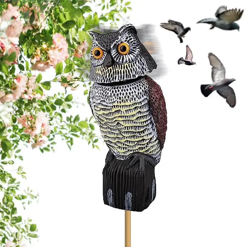 

Fake Horned Owl Bird Scarecrow Decoy Waterproof Bird Control Device With 360 Swivel Head To Keep Birds Away Bird Scare Hangings