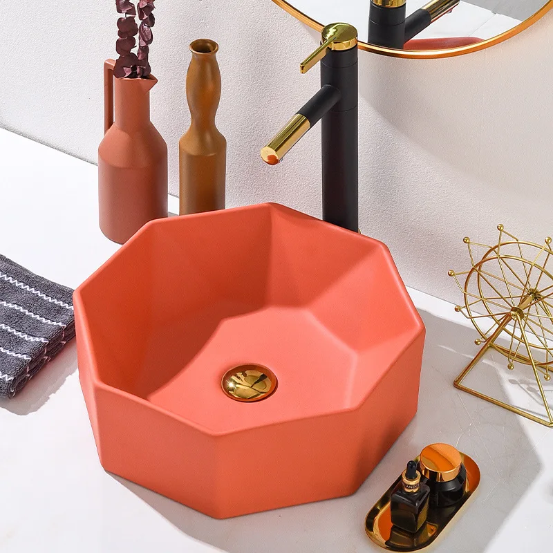 

Уникальная дизайнерская керамика раковина для ванной фиолетовая оранжевая Столешница Раковина для отеля Роскошная раковина для раковины