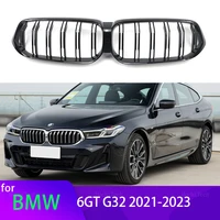 2Pcs Car Style Gloss Black Front Kidney Double Slat Grill Grille for BMW 6 Series GT G32 2021-2023 Car Accessories