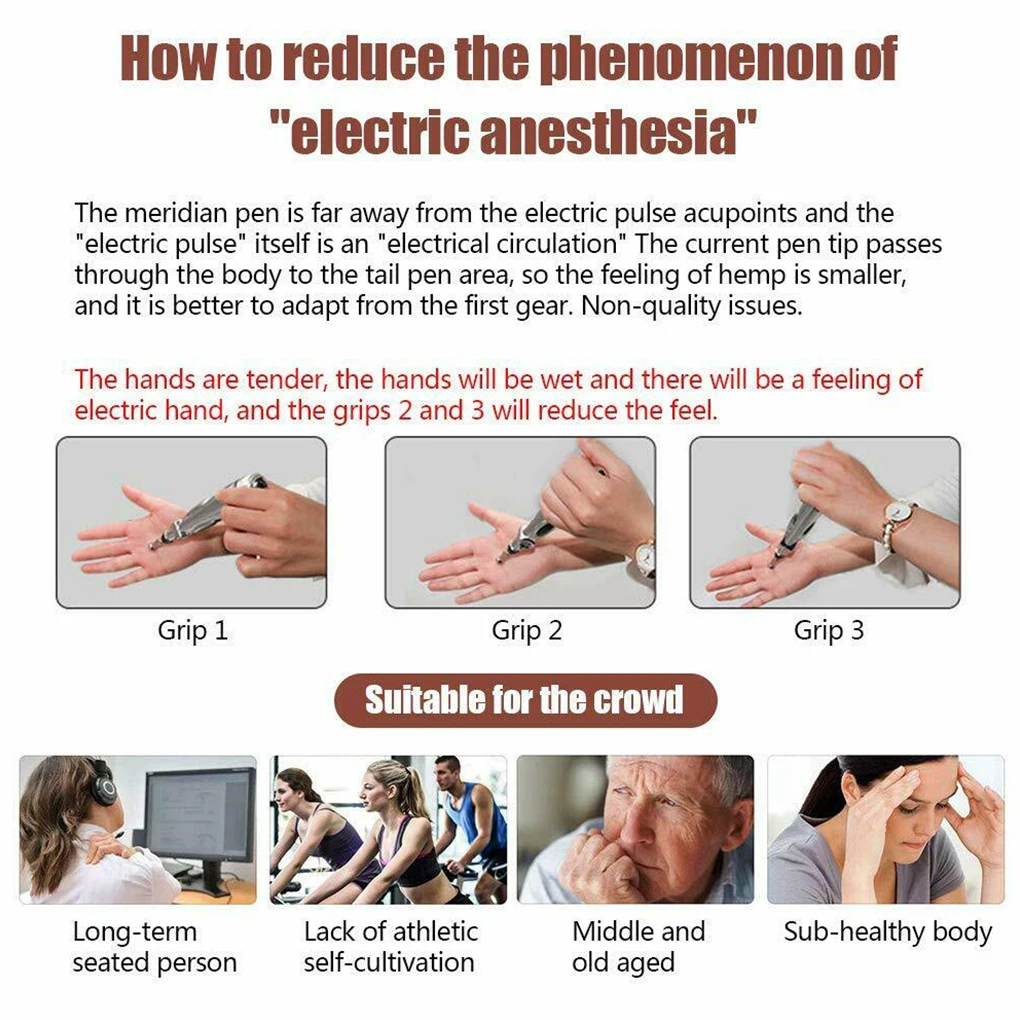 

Electronic Massage Pen Portable Adjustable Electric Stimulation Pen Energy Massage Pencil