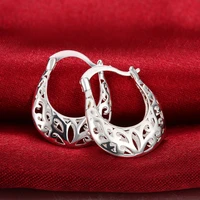 new 925 stamp silver color earrings for women high quality jewelry hollow carved earrings christmas gifts trendsetter