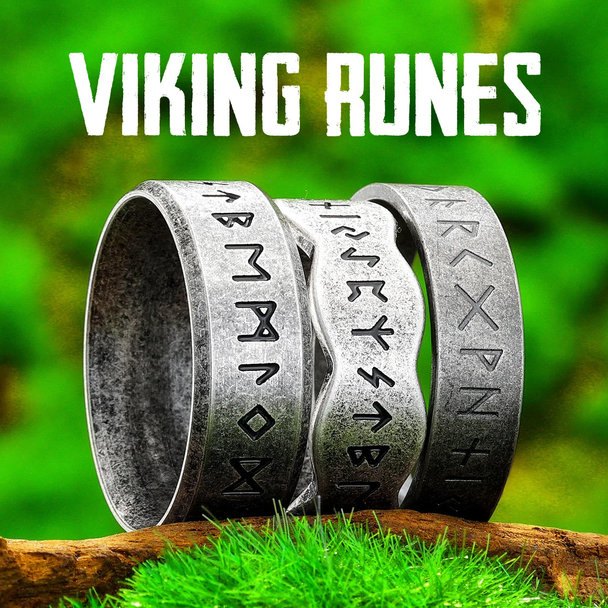 

Vintage Viking Runes Men Rings Stainless Steel Jewelry Punk Rock Futhark Cool Stuff Fashion Accessories For Women Gift Wholesale