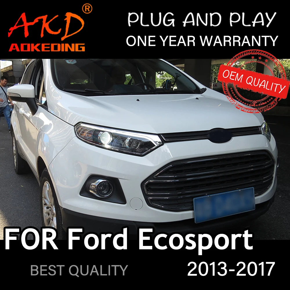 

Фары для Ford Ecosport 2013-2017, автомобильные светодиодные фары DRL Hella 5, ксеноновые линзы Hid H7 Ecosport, автомобильные аксессуары