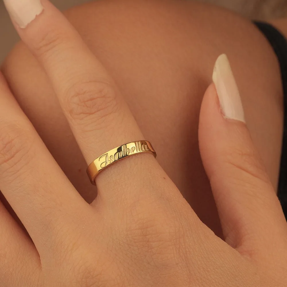 Custom Name Ring for Women Personalized Stainless Steel Customized Engrave Letter Rings Jewelry For Girlfriend Birthday Gifts