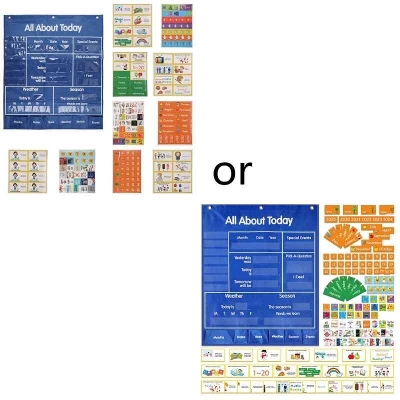 

Calendar Weather Pcoket Chart Set with 190 Cards (Numbers & Dates) All About Today Chart Set for School Classroom