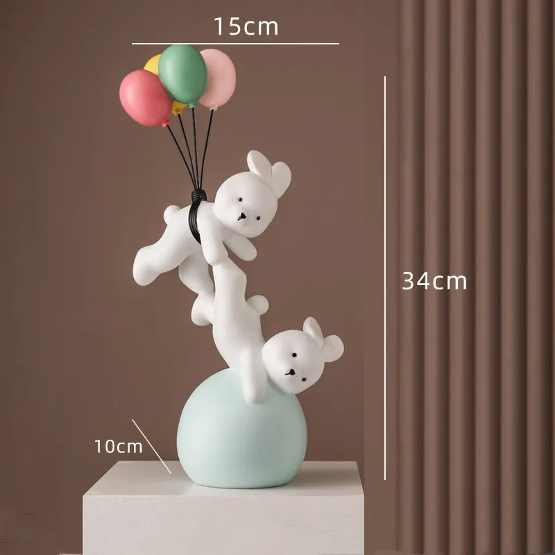 Скандинавский воздушный шар Летающий Медведь Кролик украшения из смолы статуя