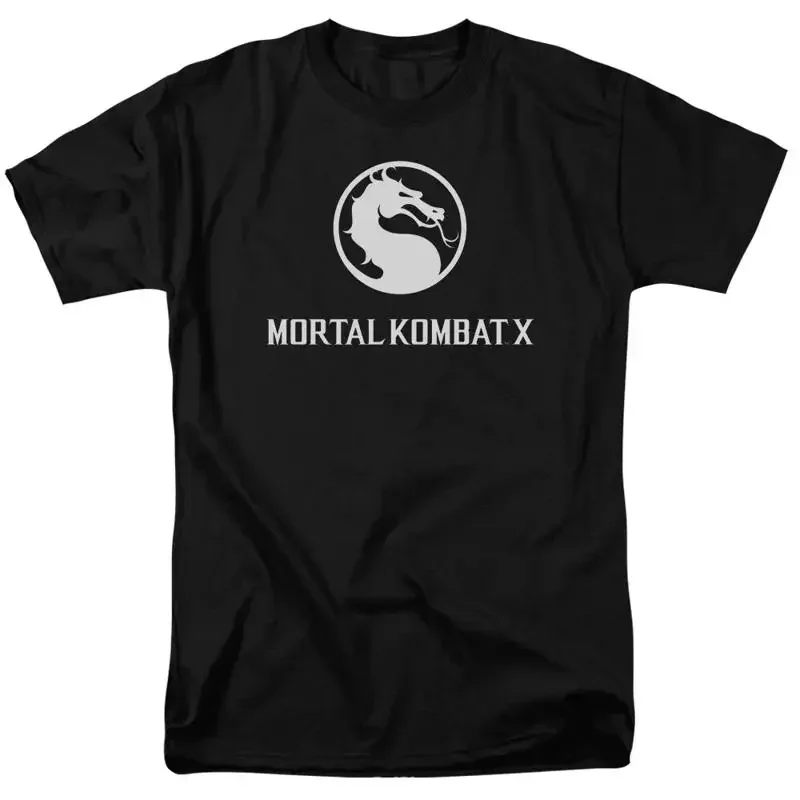 Фото Футболка с логотипом Mortal Kombat Dragon Script, лицензированная, по мотивам комиксов и видеоигр, черная №1