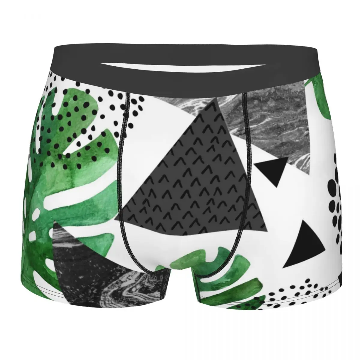 

New Breathable Boxer Men Underwear Soft Watercolor Tropical Leaves Marble Mens Boxers Man Breif