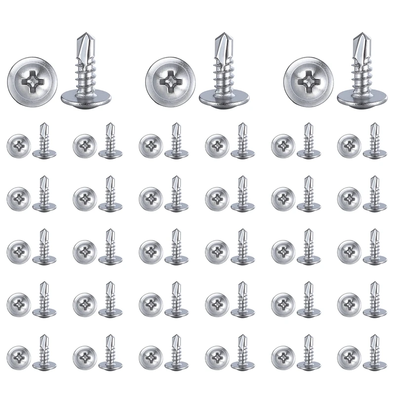

300Piece For Sheet Metal Self-Tapping Screws Truss Head High-Strength Quick Tapping Screws Silver Self Drilling Screws 8X1/2Inch