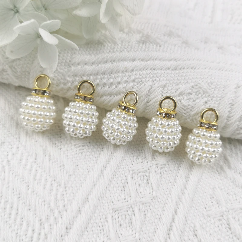

MuhNa 20pcs Pearl Ball Resin Charms For Jewelry Making Earring Keychains DIY Pendants 22*13mm