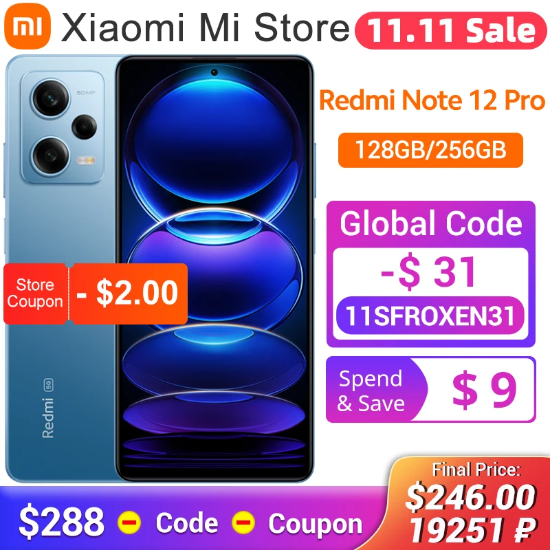 Cena Nowy Xiaomi Redmi Note 12 Pro 5G Smartphone 128GB/256GB MTK Dimensity 1080 6.67 '120Hz Wyświetlacz OLED 50MP Kamera 67W Szybkie ładowanie
