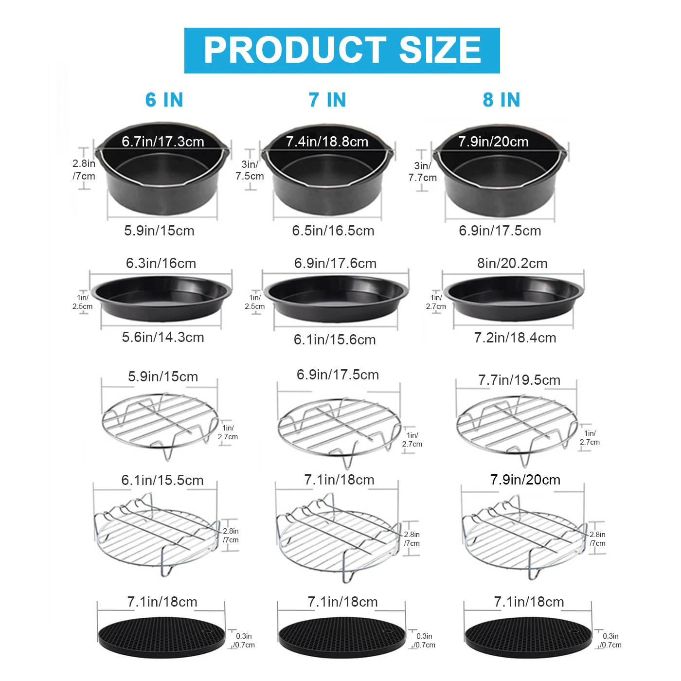 Набор аксессуаров для фритюрницы комплект из 6/7/8 дюймов металлический держатель