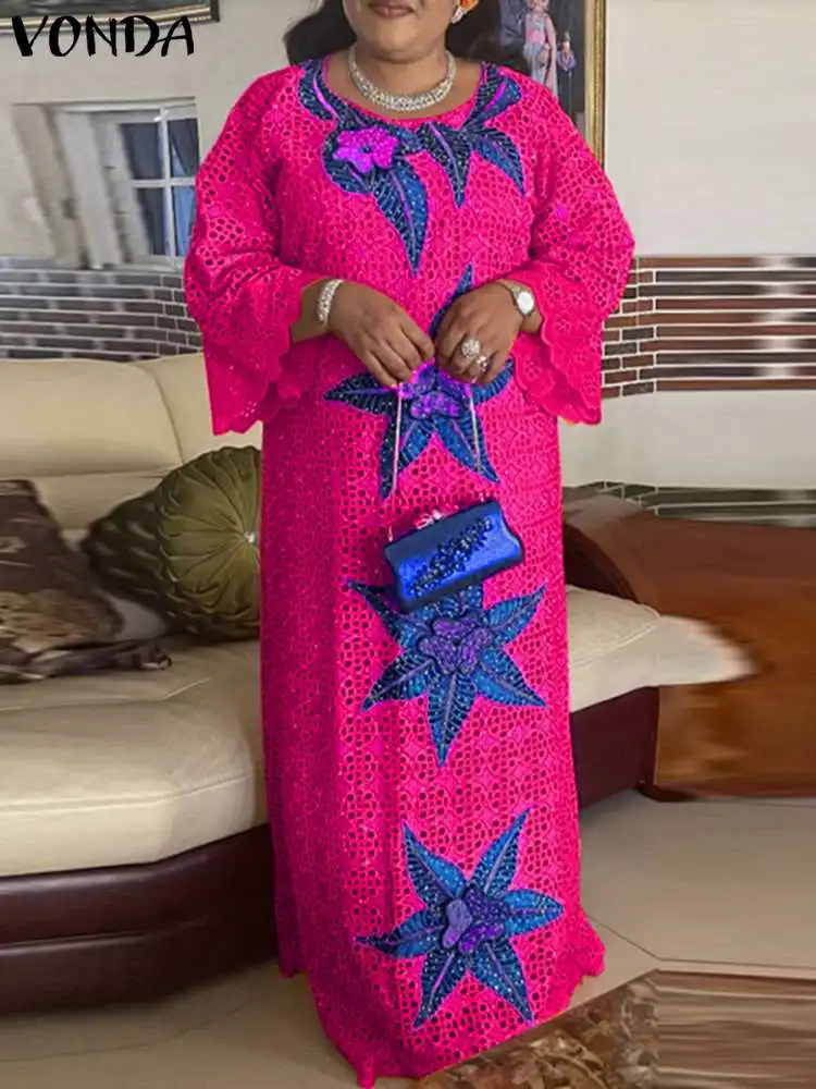 Женское длинное платье в богемном стиле VONDA с принтом Vinage