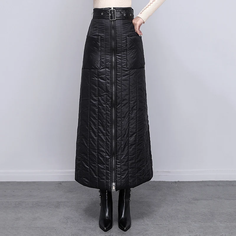 Женская длинная юбка с завышенной талией черная Повседневная Свободная из