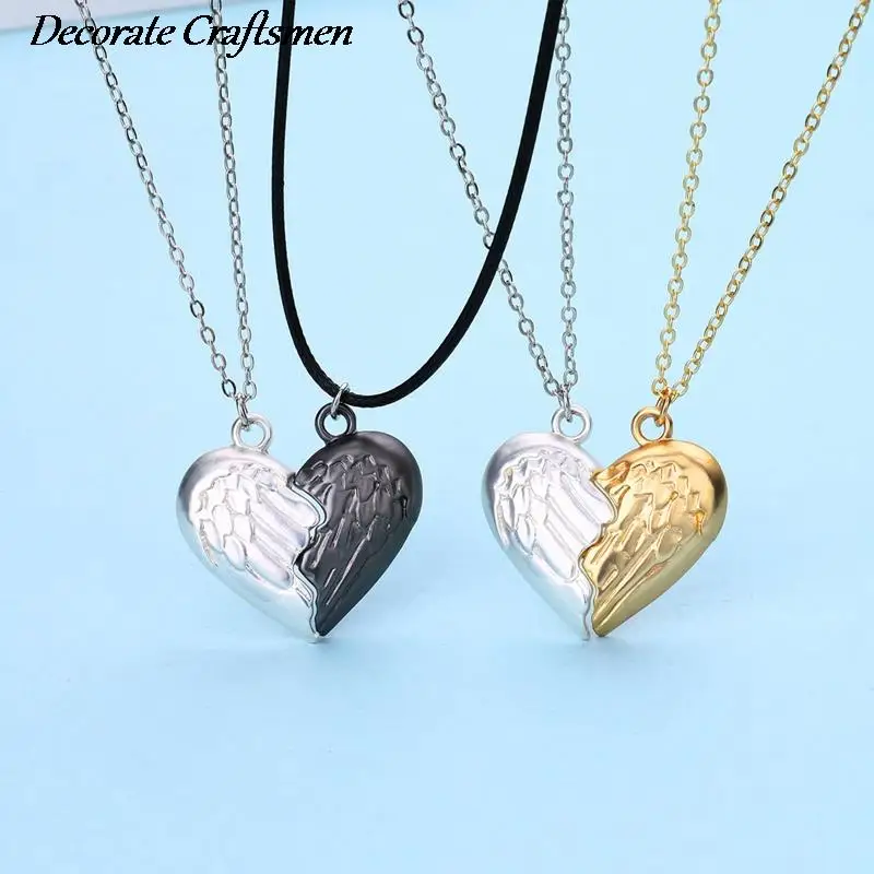 

2Pcs Magnetic Wing Couple Necklaces Set for Men Women Stainless Steel Angel Devil Wing Pendant Love Promise Jewelry Set Gift