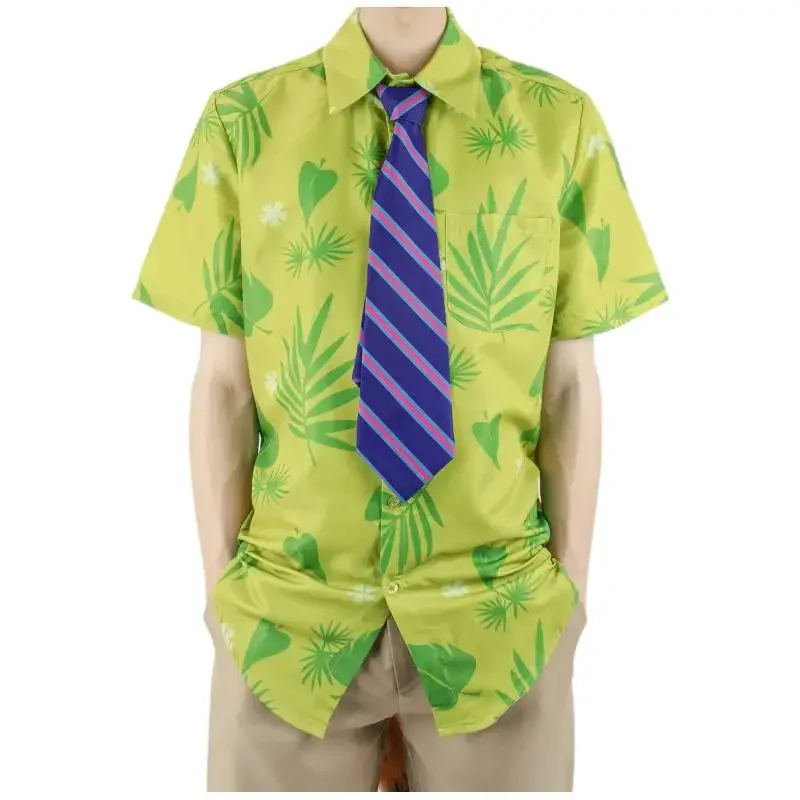 WENAM Женская футболка для косплея с галстуком зеленая принтом Гавайские цветочные