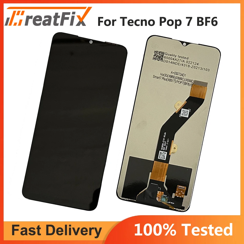 ЖК-дисплей 6 дюйма для Tecno POP 7 BF6 сенсорный экран стеклянная панель в сборе POP7