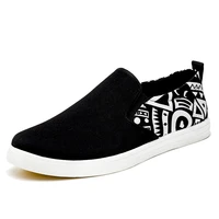 fashion graffiti black canvas shoes man trainers comfortable soft casuales loafers summer men sneakers slip on shoes for men