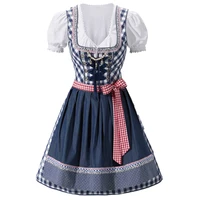 german oktoberfest costume blue uniform bar waiter maid outfit cosplay clothing 3pc lady waiter dress set