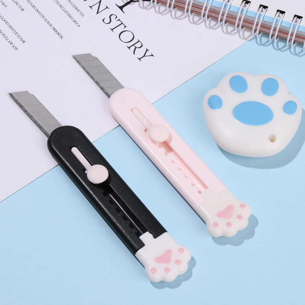 

Cute Mini Cat Paw Small Pocket Sized Craft Wrapping Box Paper Envelope Cutter Utility Knife Letter Opener Student Art Supplies