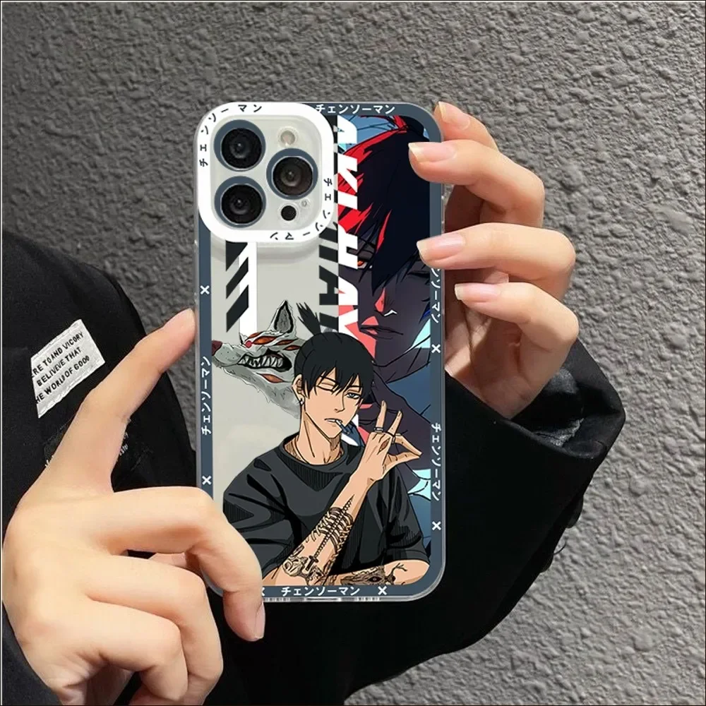 Чехол для телефона с мультяшным аниме бензопилой iPhone 13 14 15 Pro Max X XS XR 12 11 Mini мягкий