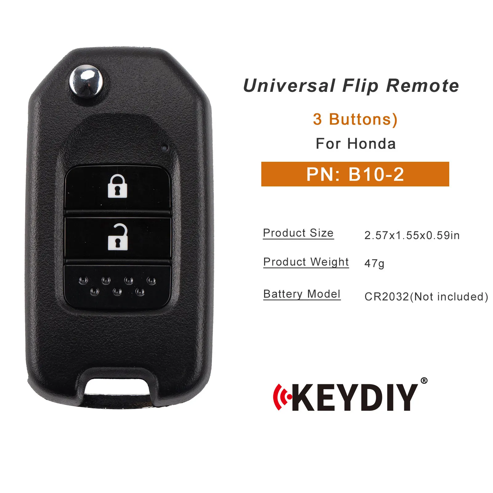 Фото Универсальный проводной автомобильный ключ-пульт KEYDIY KD B10-2 с 2 кнопками для Honda, совместимый с программаторами KD900, Kd-x2, KD Mini №2