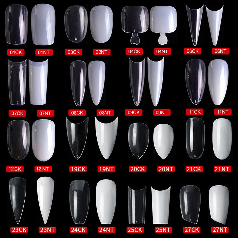 

500PCS/Lot Coffin Stiletto Full Cover False Nails Fake Nails Tips Clear Acrylic Gel Ballet Mmanicure