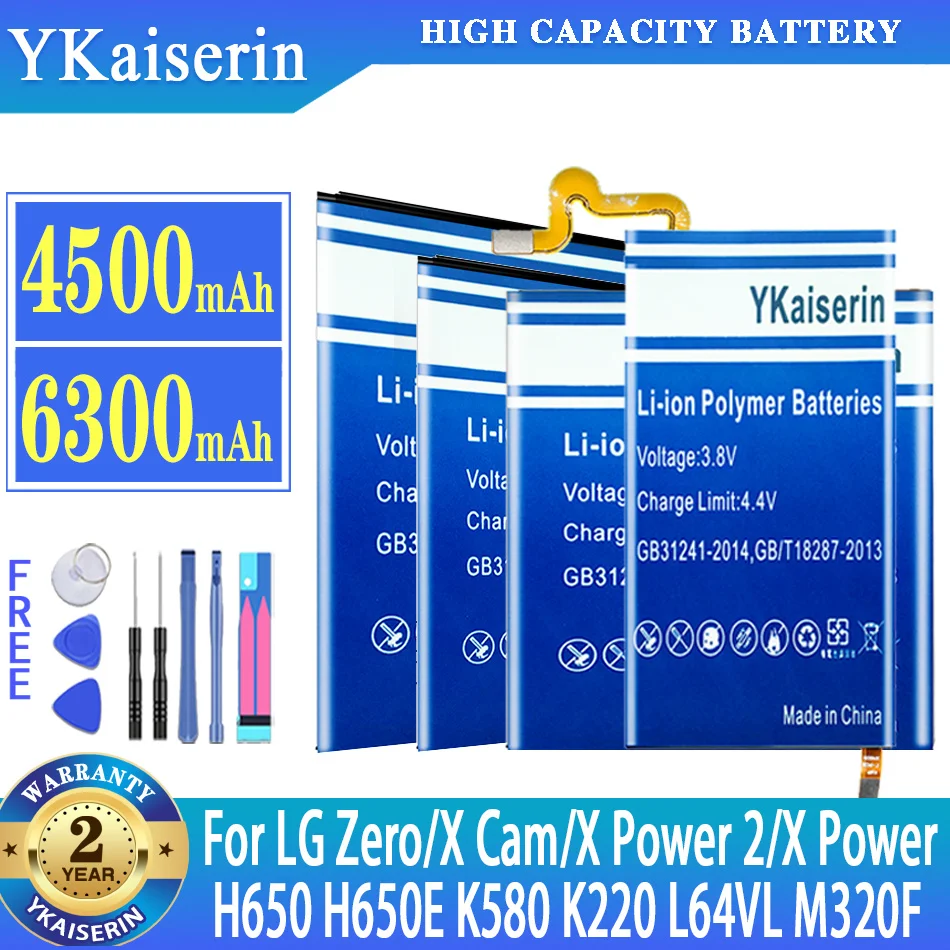 

YKaiserin Battery For LG Zero H650 H740 F620 LS675 X-Cam K580 F690 X-Power 2 K220 L64VL L63BL M320F M322 K10 Power M320 M320DSN