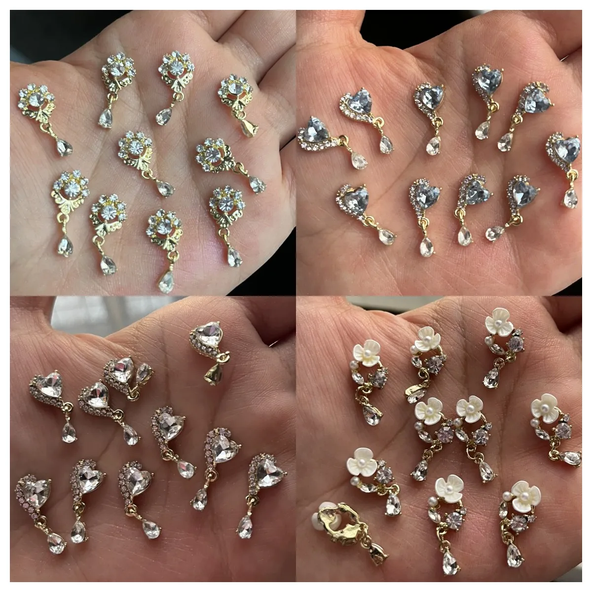 

10PCS Luxury Nail Art Dangle Jewelry Mixed Style 3D Nail Charms Design Alloy Crystal Gems Rhinestones For Manicure Decorations #