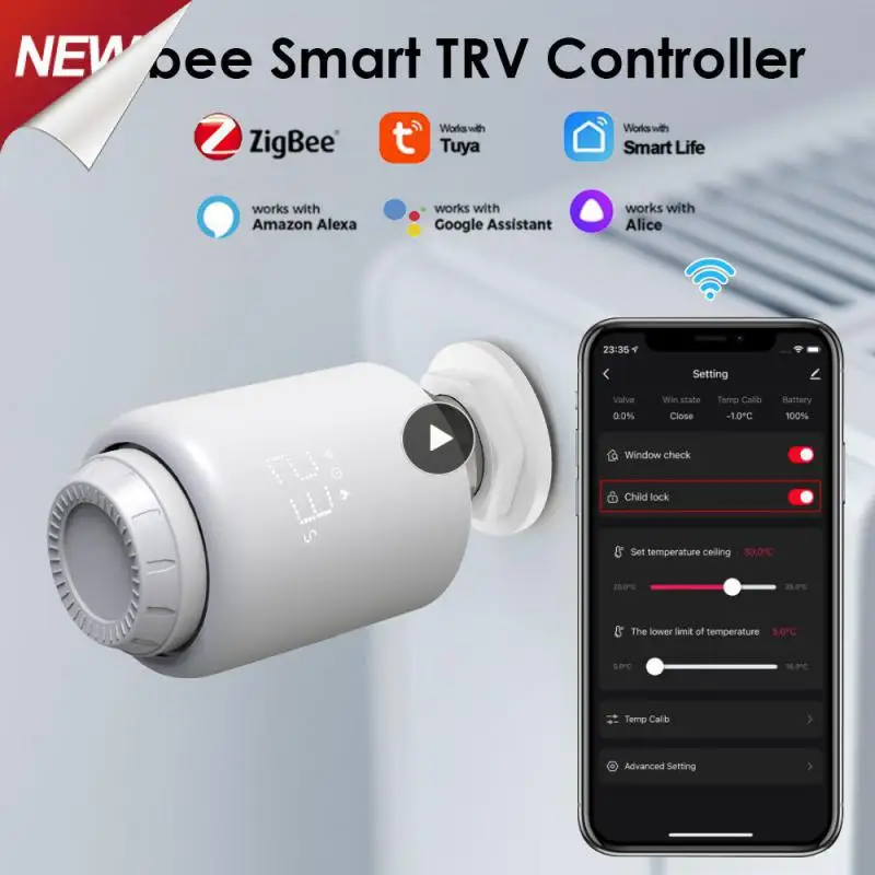 

Tuya Smart ZigBee Radiator Actuator TRV Programmable Thermostatic Radiator Valve App Remote Temperature Controller Support Alexa