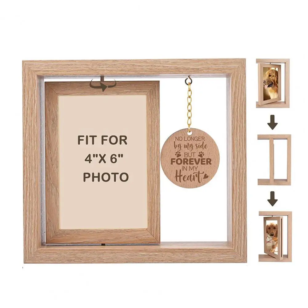 Деревянная фоторамка для домашних животных вращающаяся настольная 4x6 дюймов