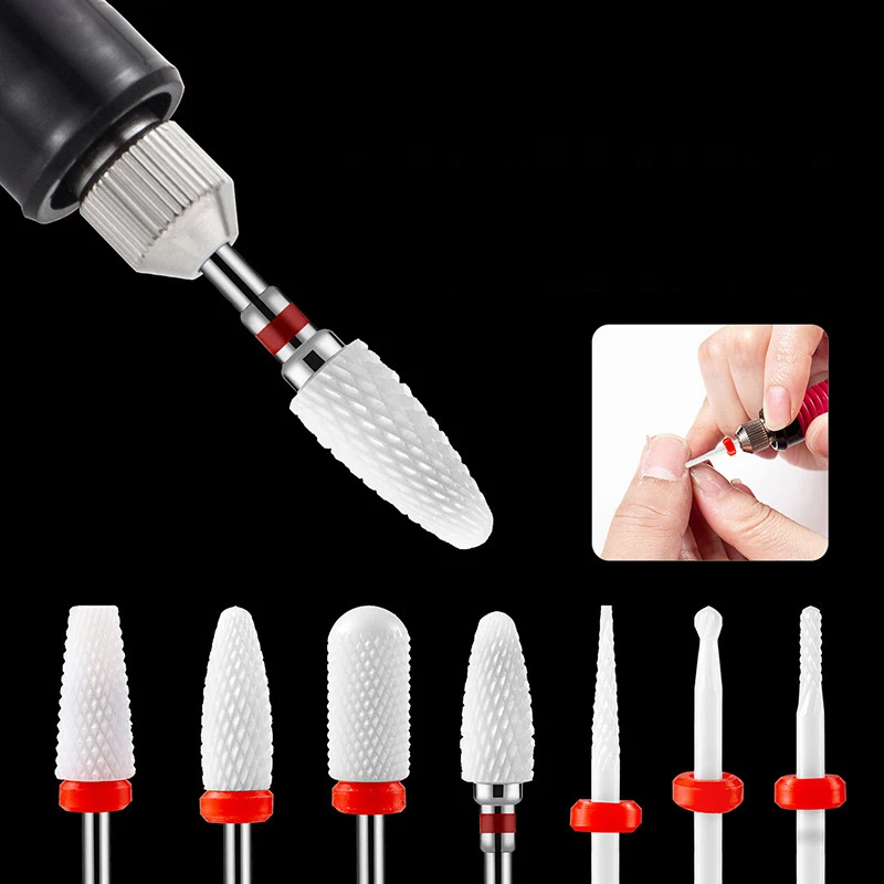 

1PC Ceramic Tungsten Nail Drill Bit Milling Cutter For Manicure Pedicure Nail Files Buffer Nail Art Equipment Accessory
