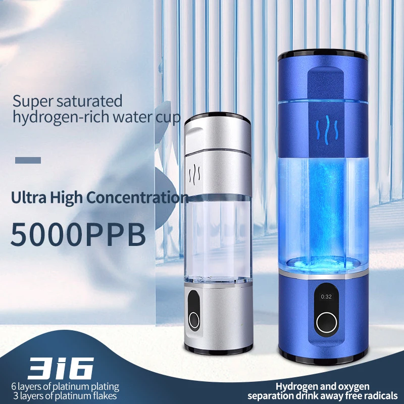 

Portable Hydrogen Water Generator H2 Inhalation Device 5000ppb Type-C Rechargeable DuPont SPE