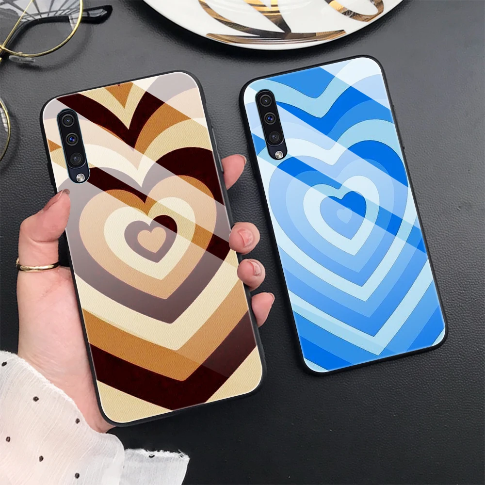 

Heart Circle Tempered Glass Phone Case For Samsung Galaxy A52 A52S 5G A51 A50 A12 A72 A70 A71 A21S A32 4G A21S A42E A11 Shell