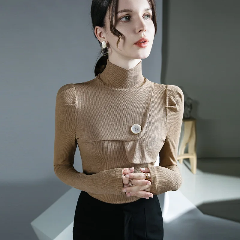 

High Quality 2022 Women T-shirt Irregularity Design Female Autumn Sexy Crop Top Clothes Casual Fashion Blouses Grace Meeting